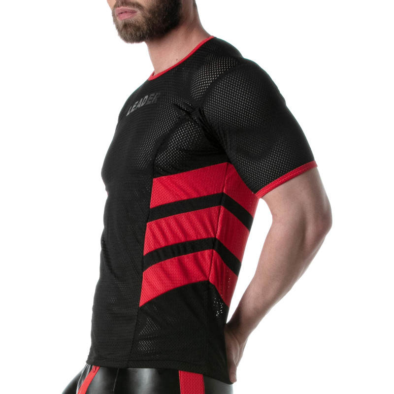 LEADER T-shirt en mesh LOADED Noir-Rouge